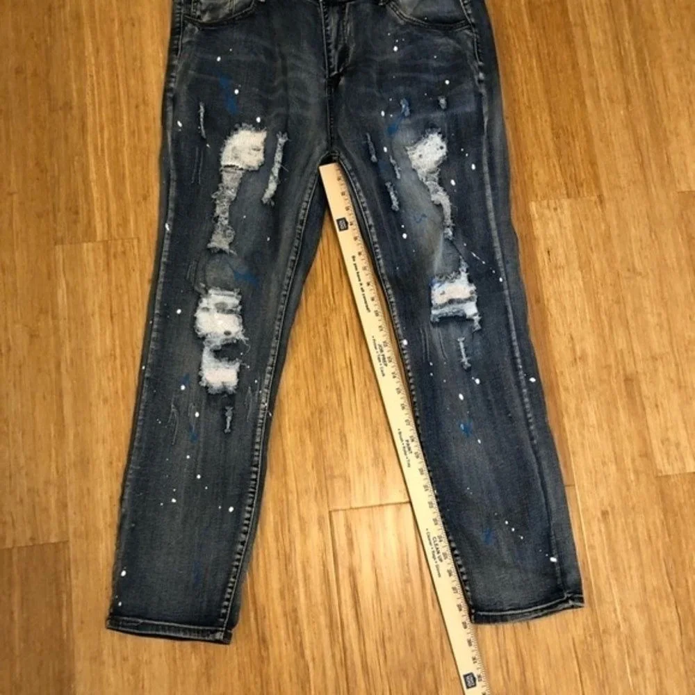 thrashed men's 40 x 32 jeans rave distressed Y2K grunge hiphop skater  jeans